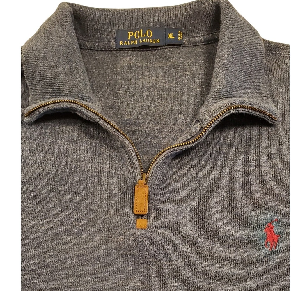 Polo Ralph Lauren Mens XL Blue Quarter Zip Pullover‎ Sweater Heathered Knit Pony